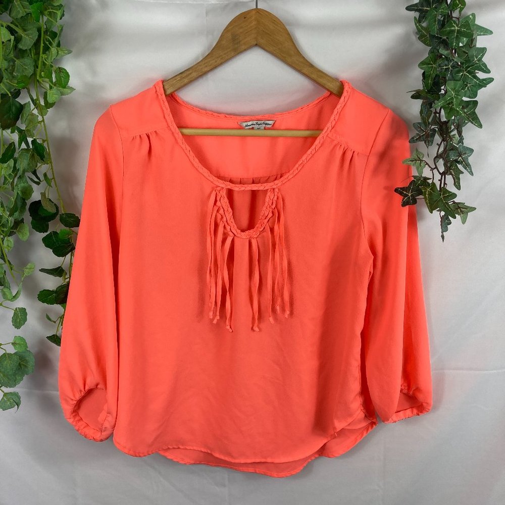 American Eagle Bright fringe detail top